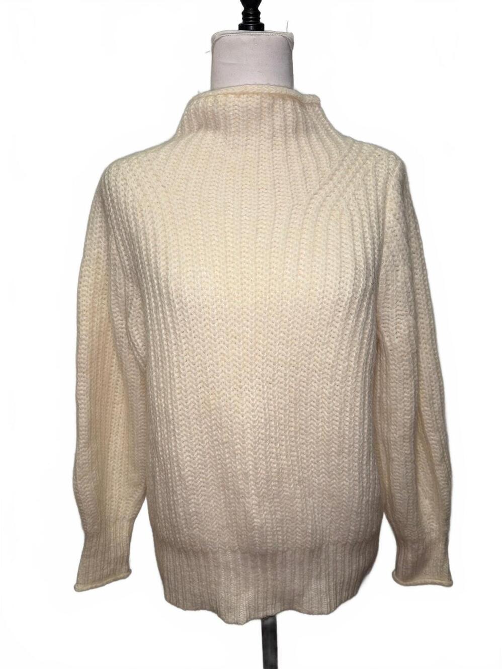 Madewell Loretto Cream Mock Neck Sweater XS Coastal Prep Fisherman Oversized